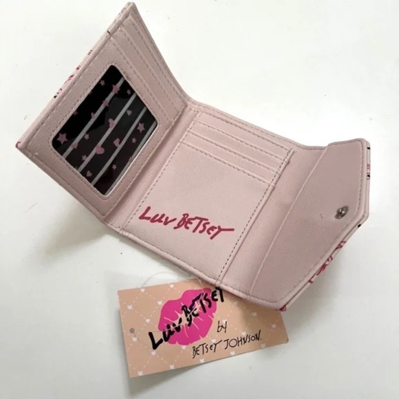 NWT BETSEY JOHNSON 2pc Wallet Bundle – Butterflies + Cherries Hearts Bows Pink - Picture 12 of 12